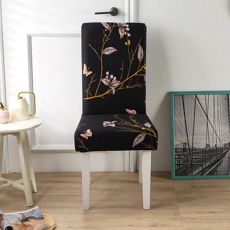 1PC Bedruckter Stuhlbezug, Stretch, waschbar, abnehmbar, große elastische Stuhlbezüge, Sitzbezug für Bankett, Hotel, Küche, Wohnzimmer
