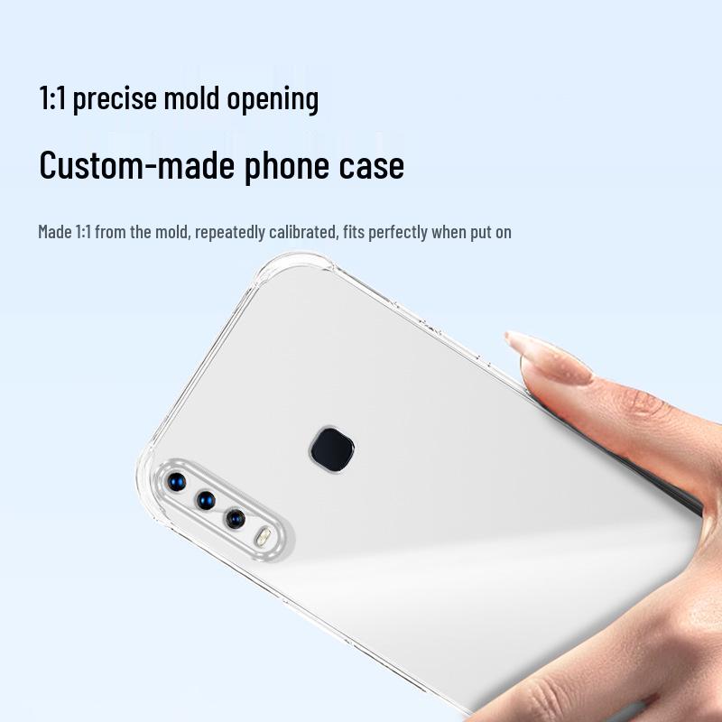 Vivo U3x Transparent Phone Case with Airbag Corners, Anti-Fall TPU, Elegant and Protective Full Coverage Design