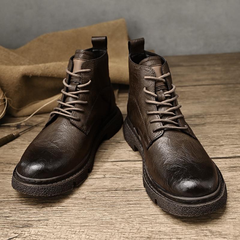 FashionPunk Style Motorcycle Boots for Men Retro Style Leather Male Sneakers Fashion Brand Men Casual Shoes Comfortable Man Ankle Boots