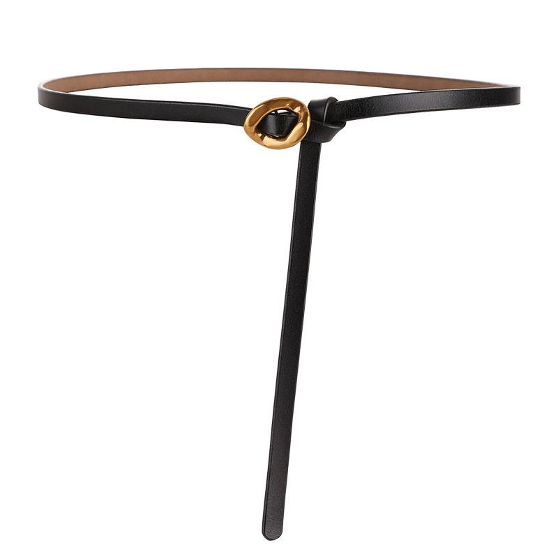 Genuine Leather Womens Slim Belt With Metal Buckle For Office And Casual Wear