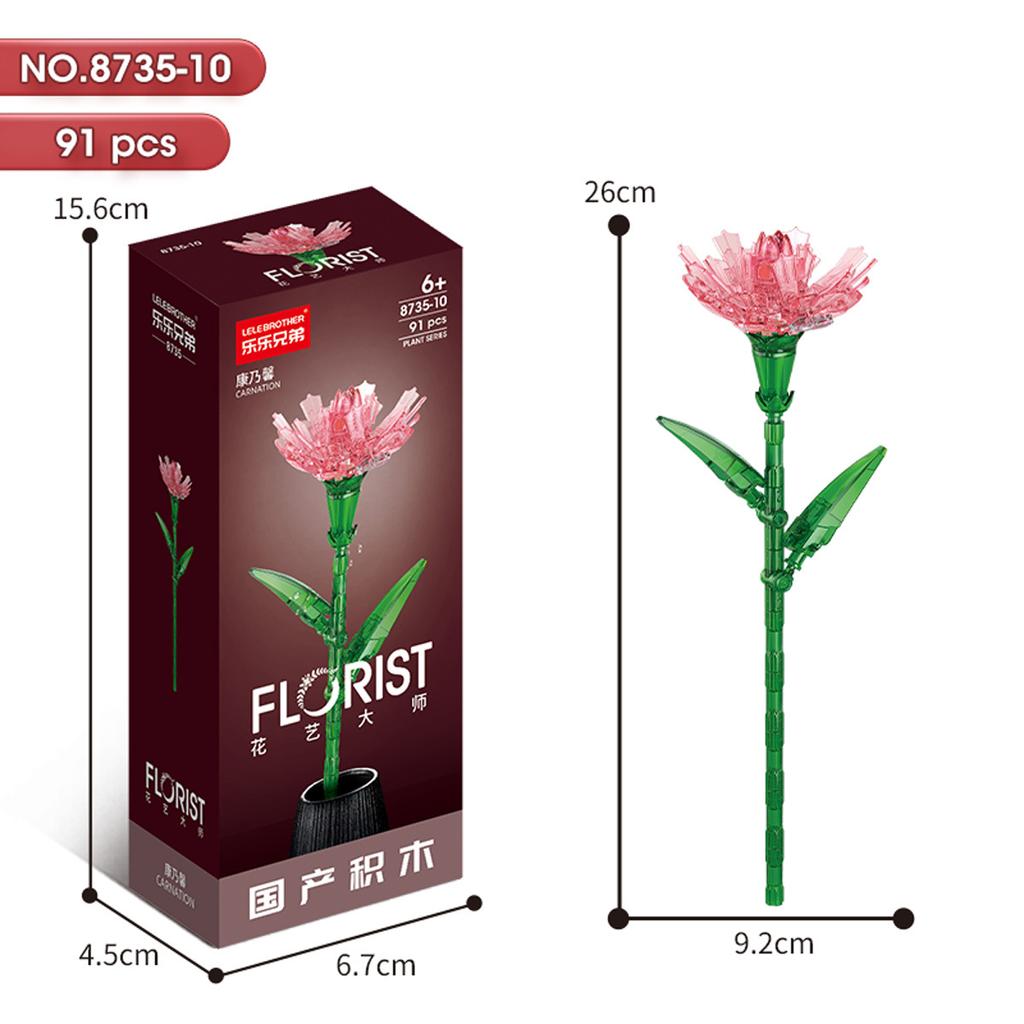 Hot Creative Small Building Block Flower Art Classic Brick Mini Potted Plant Gift For Girls Desk Decoration Simple Assembly Toys