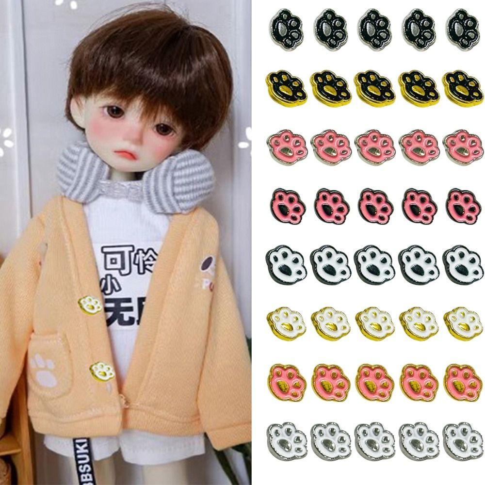 

40 шт., пряжка для куклы с изображением следа кошки, мини-кукла, пряжка для пальто, мини-кнопки, аксессуары для кукольной одежды «сделай сам»