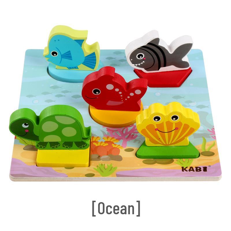 Wooden 3D Animal Puzzle Board - Early Education Toy for Preschoolers