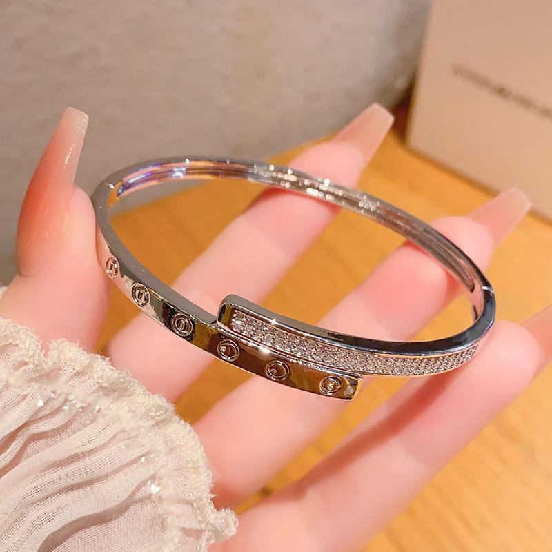 Card family round bracelet ring set copper inlaid with zirconium 18k gold plated gypsy серебряный