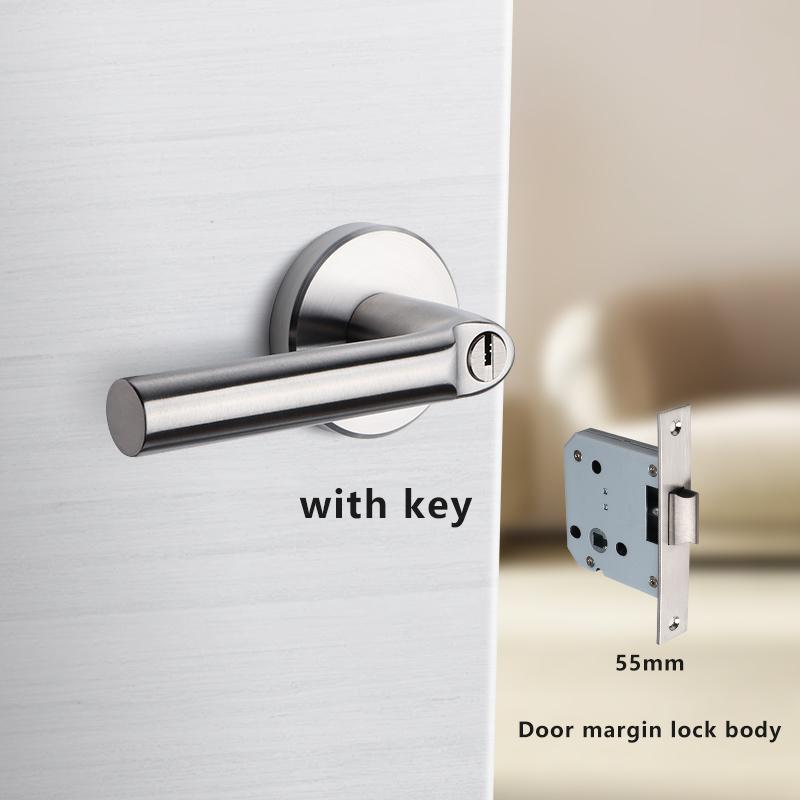 304 Stainless Steel Fire Door Fire Door Lock With Key Three-lever Handle Lock Replacement Ball Lock Bathroom Keyless Door Lock