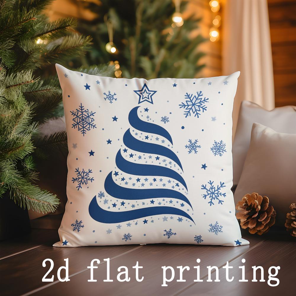 

Home Decor Christmas Snowflake & Deer Pattern Pillow Covers Pattern Cushion Cover Suitable for Sofa Bedroom Car Pillow Cover 16x16Inch