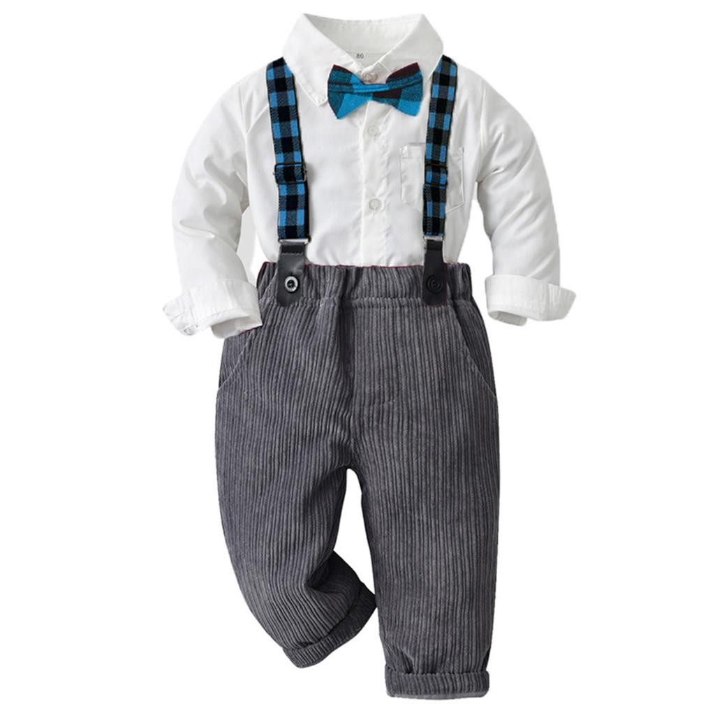 UNIQUEONE 3Pcs Newborn Boys Gentleman Outfits Long Sleeve Shirt Bib Pant+Bow Tie UNIQUEONE 3Pcs Newborn Boys Gentleman Outfits Long Sleeve Shirt Bib Pant+Bow Tie