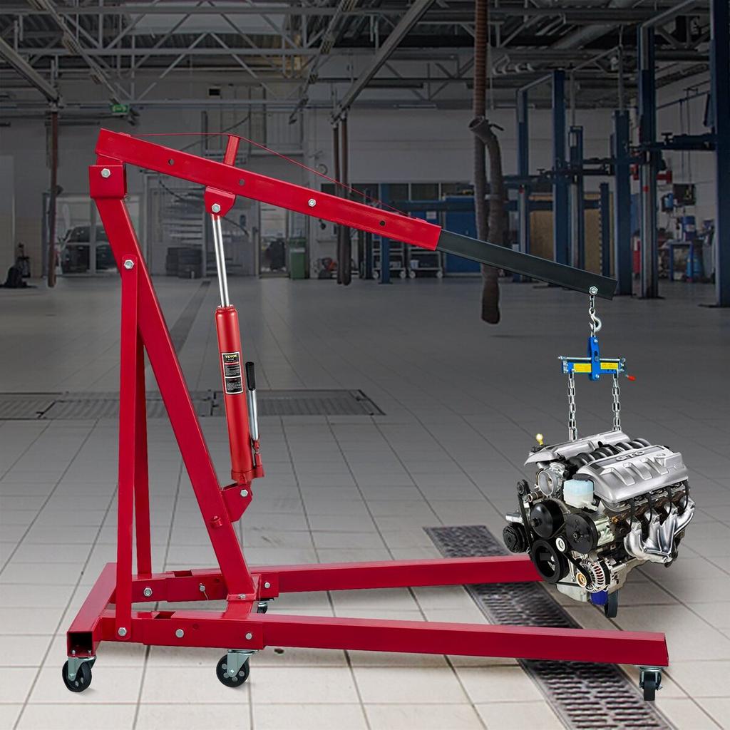 Hydraulic Long Ram Jack, 8 Tons/17363 lbs Capacity, with Single Piston Pump and Clevis Base, Manual Cherry Picker with Handle, for Garage/Shop Cranes,