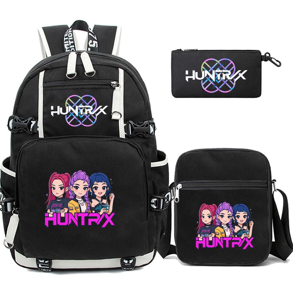 3 Stück/Set Neuer Cartoon Kpop Bedruckter Rucksack mit Federmäppchen Umhängetasche für Teenager Mädchen Junge Schultasche Große Kapazität Wasserdicht Reisetasche Kindergeschenk