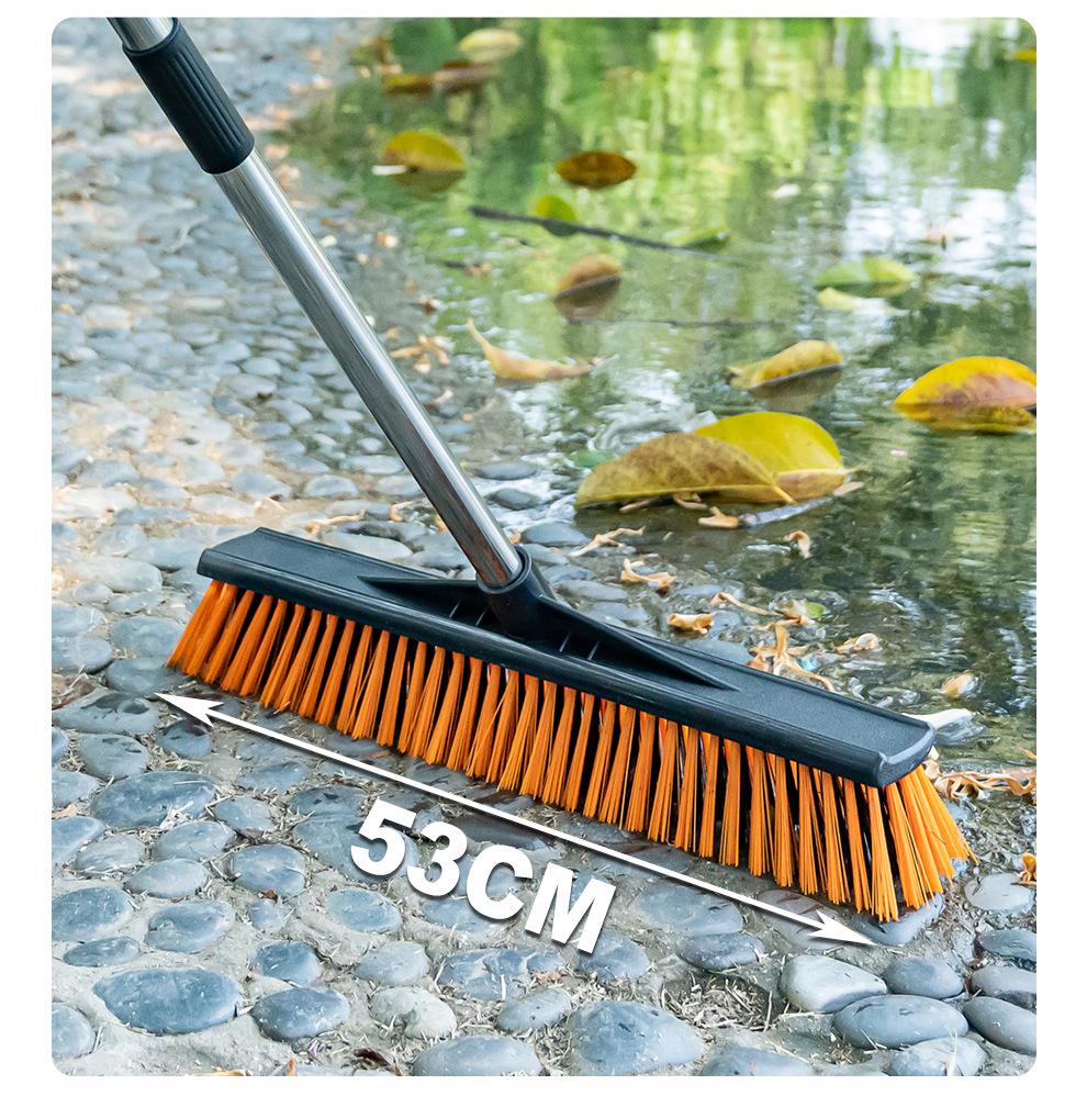 Large Commercial Stiff Bristle Floor Scrubber Brush with Long Handle for Cement, Moss, Marble, and Tile Cleaning