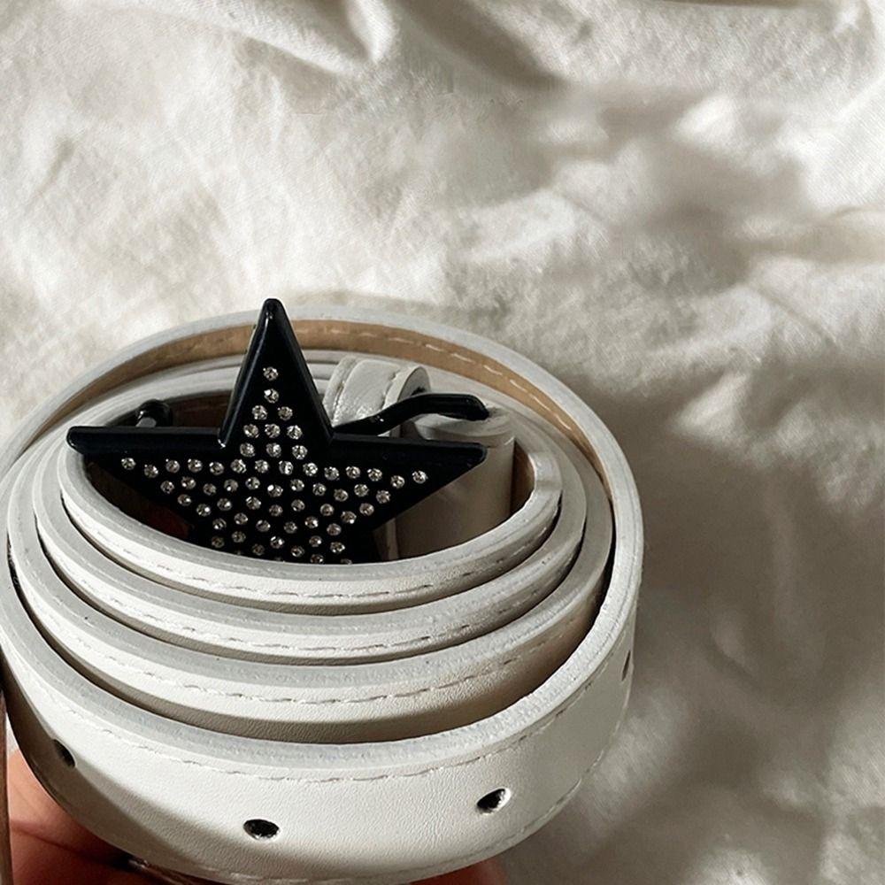PU Leather Retro Y2k Waist Strap Adjustable Waistband Women Waist Belt Star Buckle Belt Corset Belt