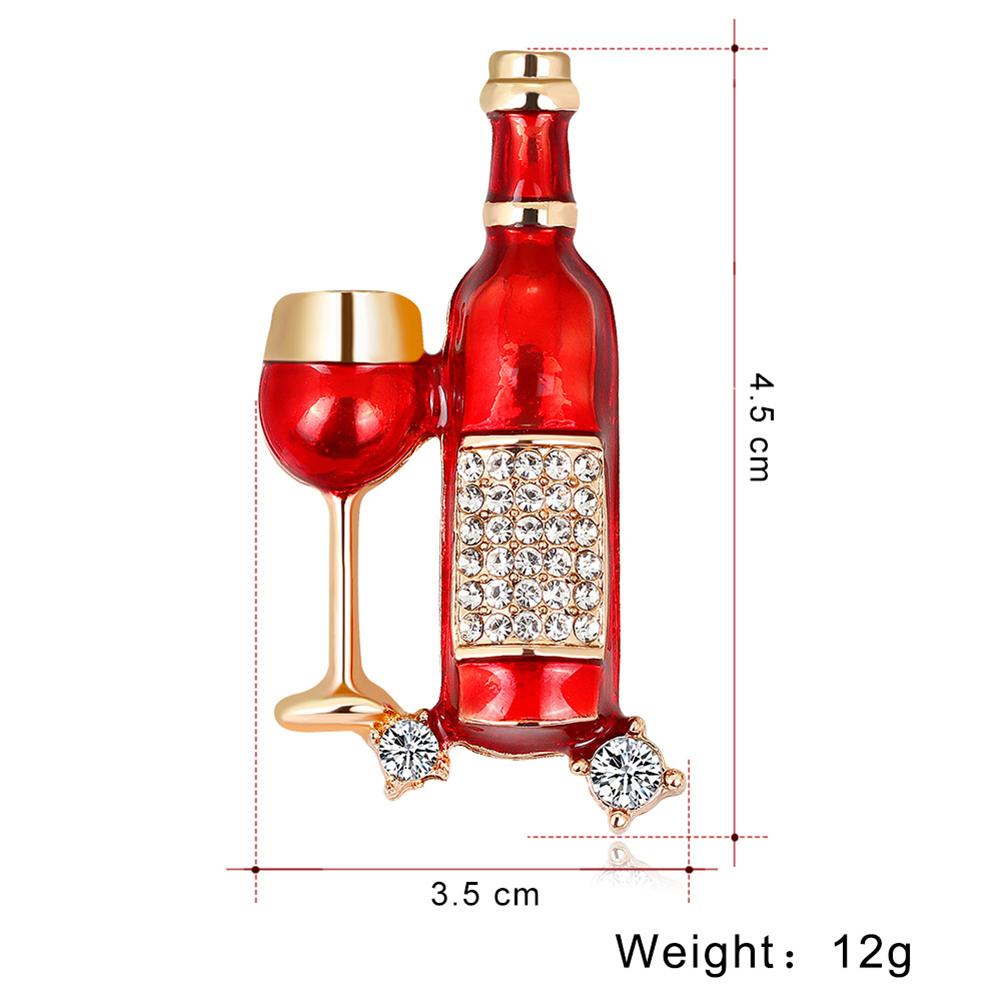 Women Fashionable Chic Wine Bottle Wineglass Brooches Breastpin Halloween Party Jewelry