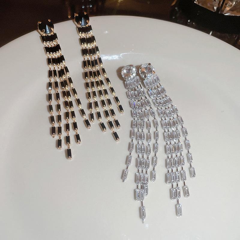 S925 Silbernadel Luxus Diamant Quaste Ohrstecker - Damenschmuck für Gesellschaftsdamen Hängeohrringe