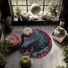 Flame Fox and Wolf,Round Area Rug,Carpet Rug for Living Room Bedroom Sofa Playroom Decor,Non-slip Floor Mat