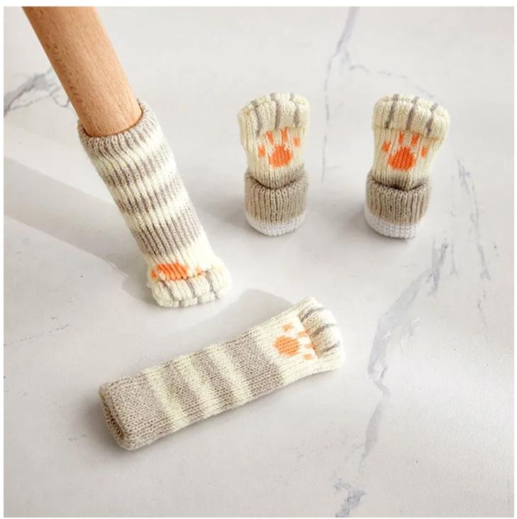 Table And Chair Leg Covers, Knitted Wool Door Handle Gloves, Protective, Non,, Wear,resistant Silicone ,themed Thickened Chair Leg Covers And Leg Pads