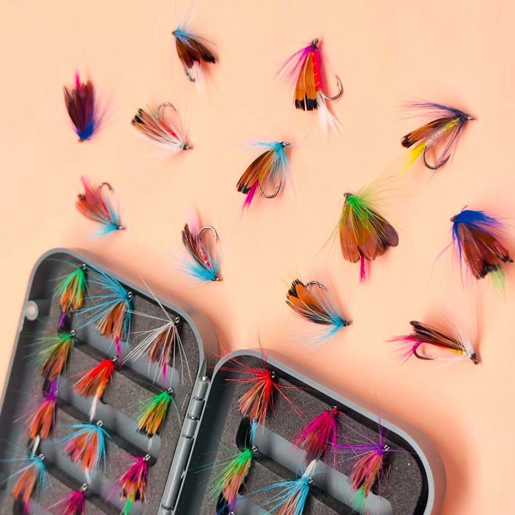 24Pcs/Box-Dry Fly/Handcrafted Mixed Colors Moth Bait Fly Fishing Kit for Trout Bass Salmon (Butterfly) Material Artificial Feather&Rayon
