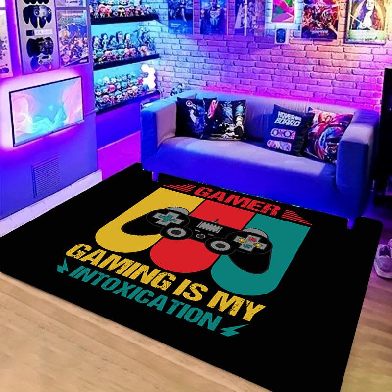 Alfombras HD para Área de Hogar para Gamers con Diseño de Mando de Juego, Alfombras de Piso Antideslizantes para Niños, Alfombra para Decoración Sala de Estar, Dormitorio, Salas de Juego, Cocina