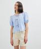 Roi Roi Poplin Volumin Short Sleeve Blouse - Light Blue