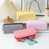 Bubble Yarn Stationery Bag With Embroidered Stripes For Office And School Use