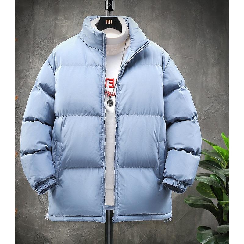 New Winter Large Size Thick Loose Cotton Coat Solid Color Stand Collar Bread Suit Men