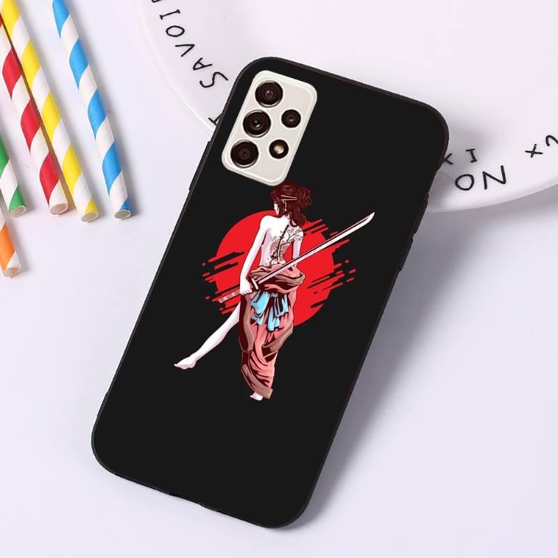 Samurai Gril Dámský Kryt na Telefon Pro Samsung A91 A81 A73 A72 A71 A30S A20 A12 A13 A52 A53 4G 5G Měkký Černý Kryt na Telefon