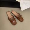 French retro bag head half slippers women's outer wear 2025 summer new thick heel one word with sandals lazy muller shoes