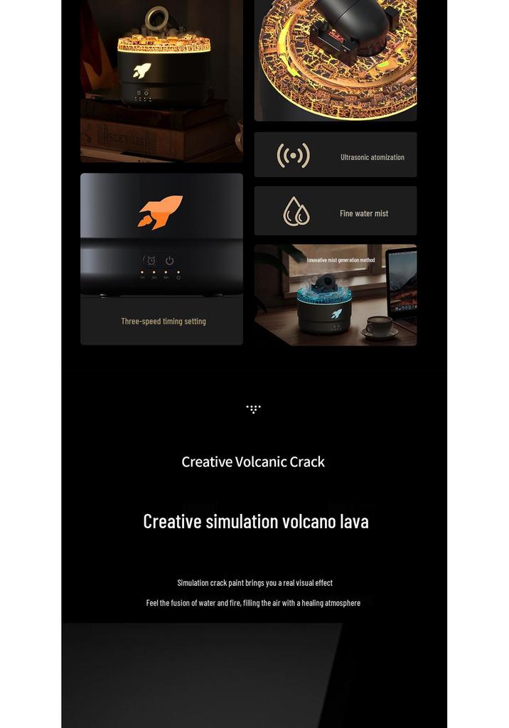 Creative Smokey Volcano Aroma Diffuser: Large Capacity Desktop Humidifier for Home or Bedroom