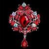 Zinc Zinc Alloy Linden Leaf Brooch Rhinestone Lapel Pins Creative Vintage Flower Badge  Women