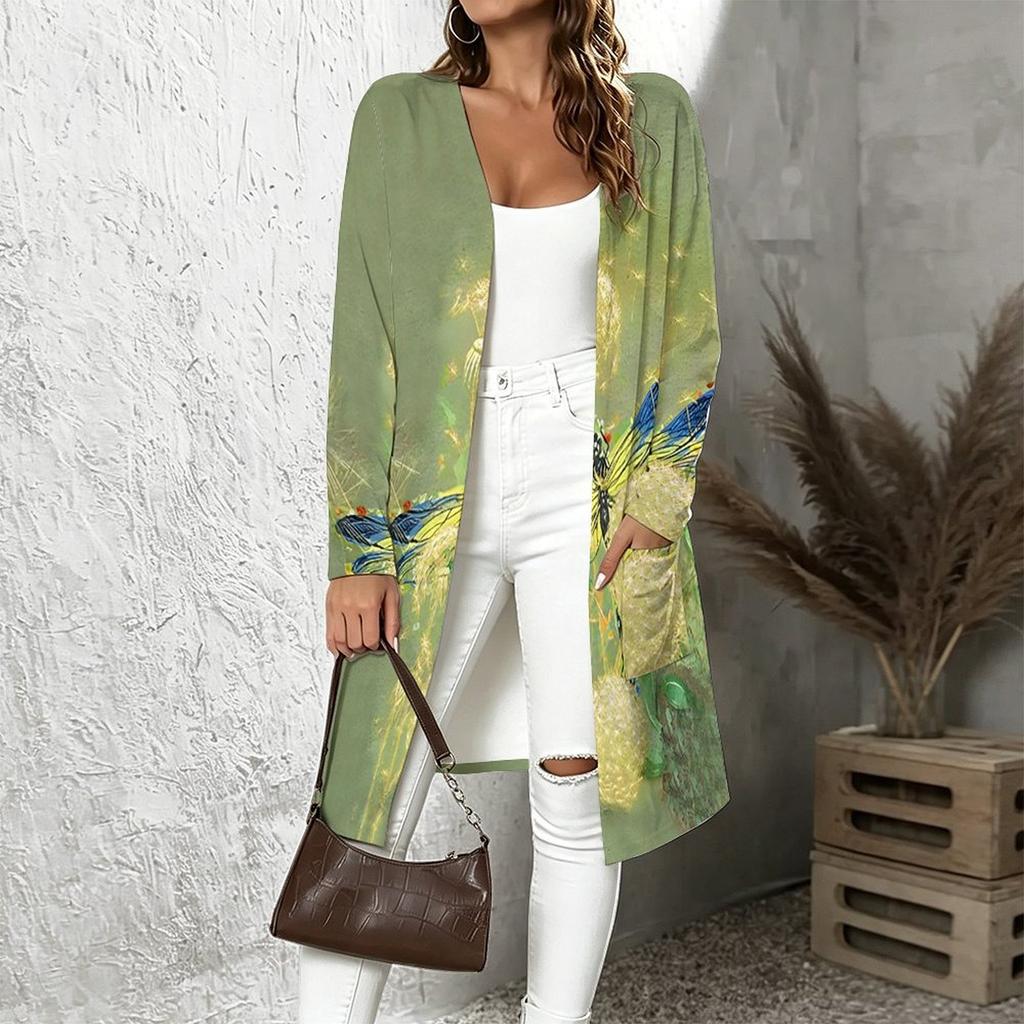 Plus Size Women Long Sleeve Open Front Loose Cardigan Comfortable Fashion Daily Outerwear