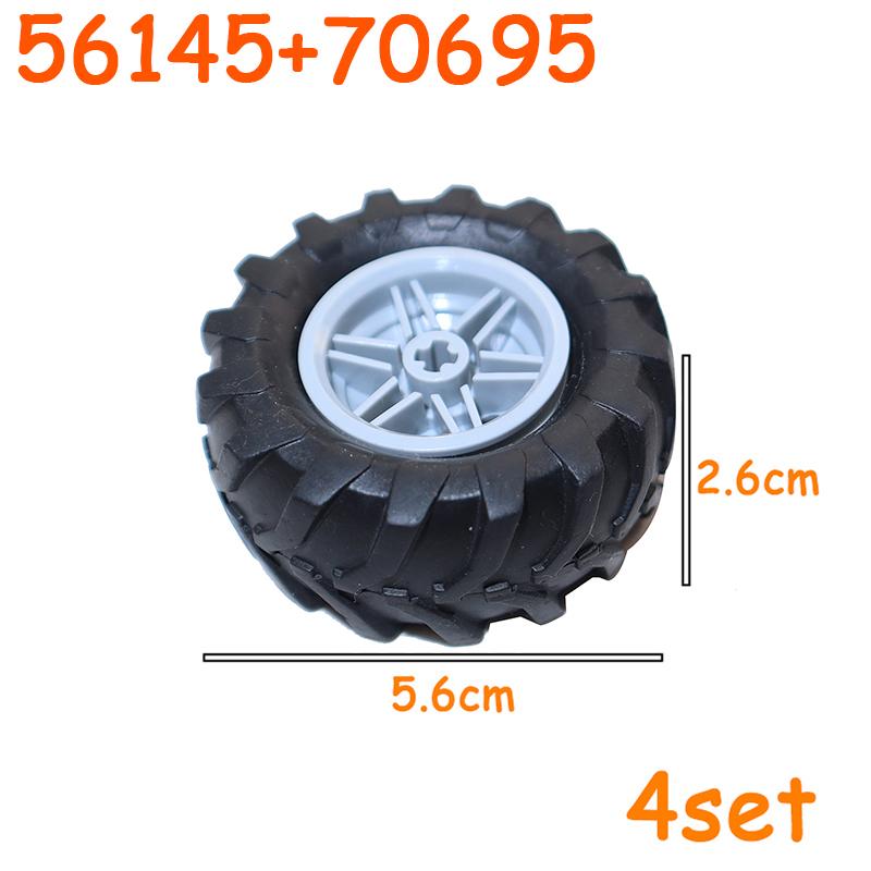 Technical Tire Wheel Car Truck Wheels Hub Block Bricks MOC Motorcycle Tyre Rim Brick Playset 56145 44309 86652 32019 15038 23798