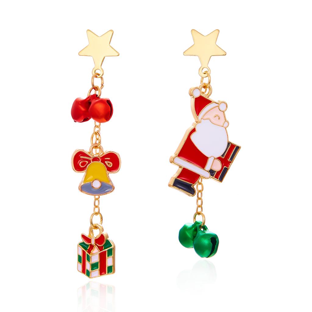 Fashion Crystal Beads Christmas Tree Zircon Santa Claus Earrings Dangle Stud For Women Xmas Party Jewelry Gift