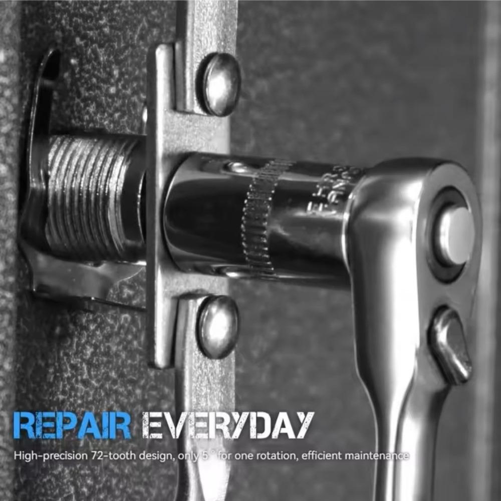 Mini Treble 1/4 Ratchet Wrench Double Ended Quick Socket Ratchet Wrench Screwdriver Hex Torque Wrenches Set 2-in-1 Spanner