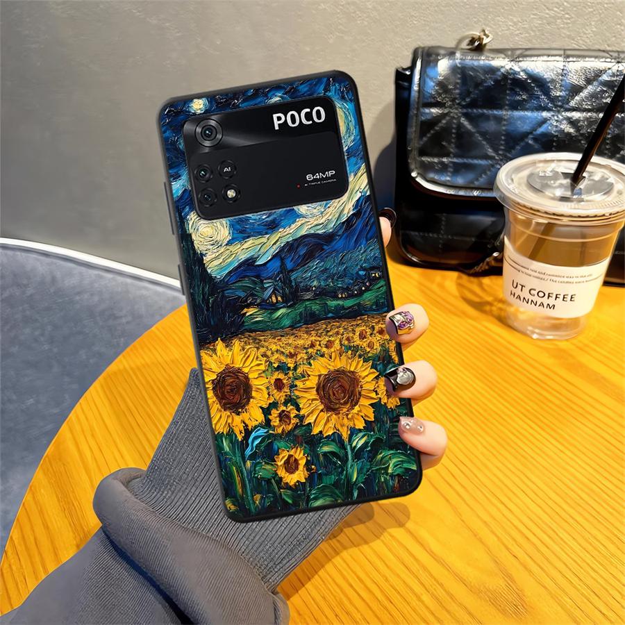 

Black Soft Phone Cover Case for Xiaomi Poco F1 M5 C75 C71 C40 C50 M3 M4 M7 Pro C61 X3 X4 X5 X7 Pro F3 Oil Painting Art Poco M7