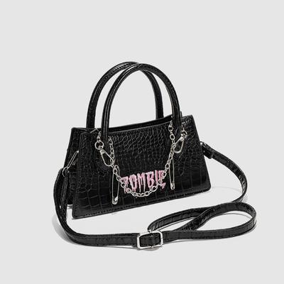 Small Bag for Women's Trendy Commuting Fashion Texture Niche Versatile Black One-shoulder Crossbody Small Square Bag