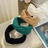 PROLY New Fashion Women Headband Autumn Winter Warm Corduroy Cloth Hairband Wide Side Cross Knot Hair Accessories