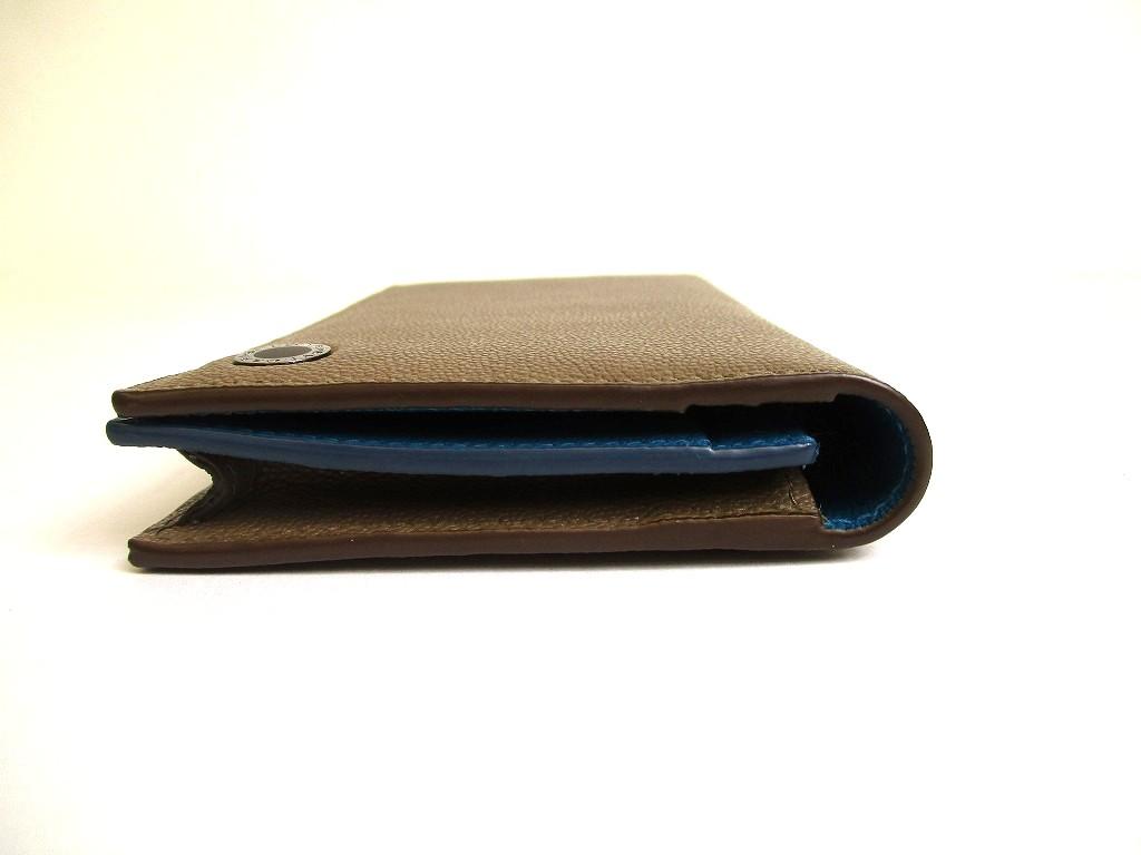 Authentic BVLGARI Man Khaki Leather Flap Long Wallet #a762  Refurbished