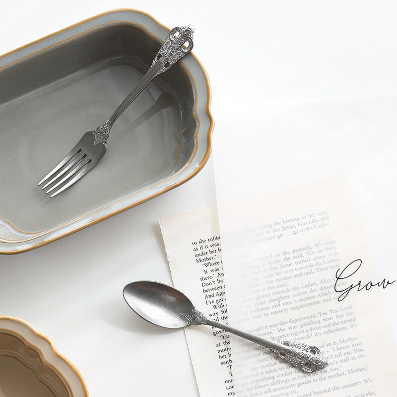 Silvernance Antique Cutlery Dessert Spoon and Fork 2-Piece Set