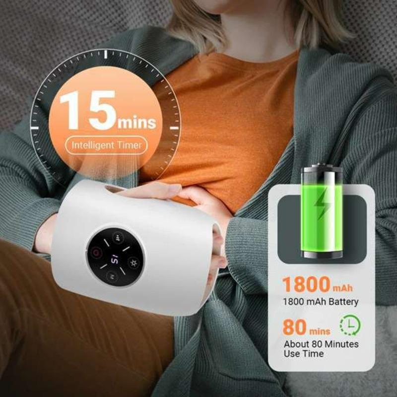 Portable Wireless Rechargeable Electric Hand Massager Hot Compress Air Pressure Compression Airbags Finger Palm Massage Features