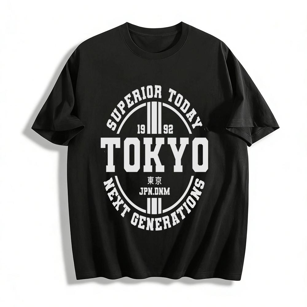 Vintage Tokyo Graphic Casual T-Shirt Unisex Daily Wear Top Pure cotton T-shirt XXS