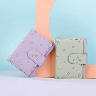 Half-wallet Student Pastel Cloud Floral Foldable Snap Button