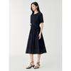 JUZUI Women's Embroidered Patchwork Cinched Waist Midi Dress