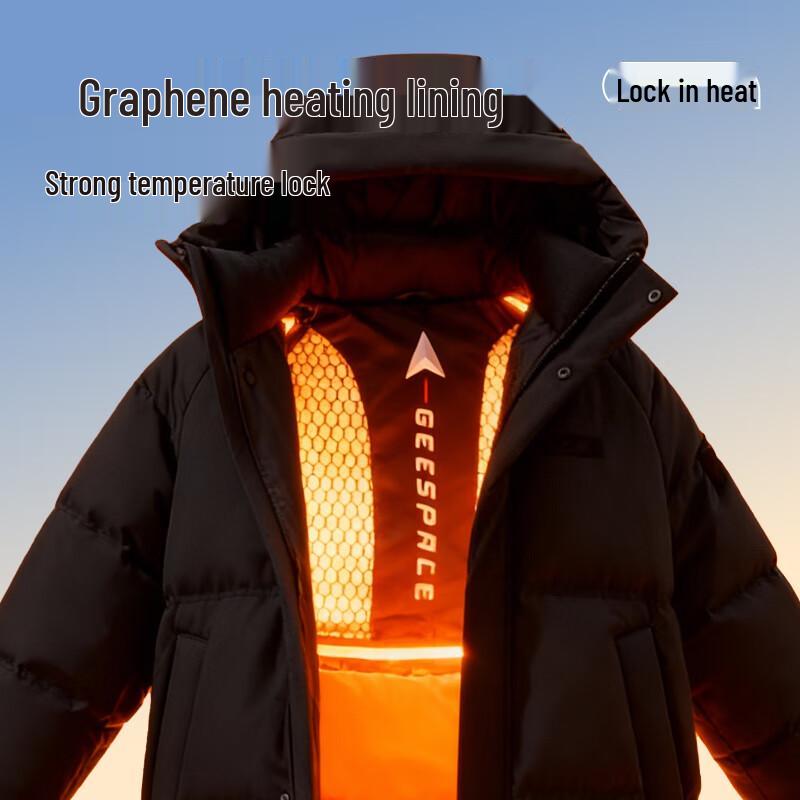 Warrior Unisex lange Daunenjacke mit Kapuze