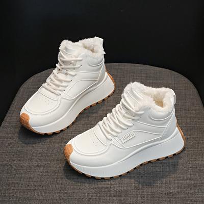 Women's Fashion Lightweight Winter Warm Fur One Snow Boots Padded Lining Non-slip Casual Sports Cotton Boots