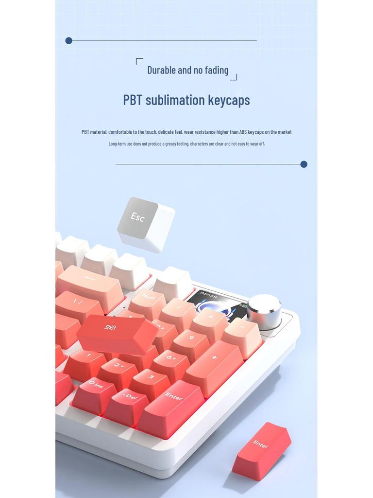 98-Key Wireless Bluetooth Mechanical Keyboard - Blue Switches, PBT Gradient, Gaming/Office, Customizable.
