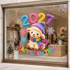 2027  Year Window Stickers Cute Crochet Sheep Pattern Removable Self Adhesive For Home Shop Holiday Window Decoration