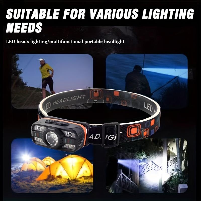 Motion Sensor LED Headlight, Rechargeable,6 Modes Portable Headlight,adjustable Lamp Head,running,camping, Barbecue,fishing,emergency Lighting