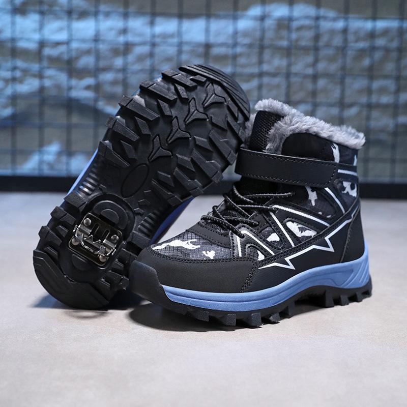 Bottes de neige imperméables pour enfants, doublées en polaire et antidérapantes pour garçons