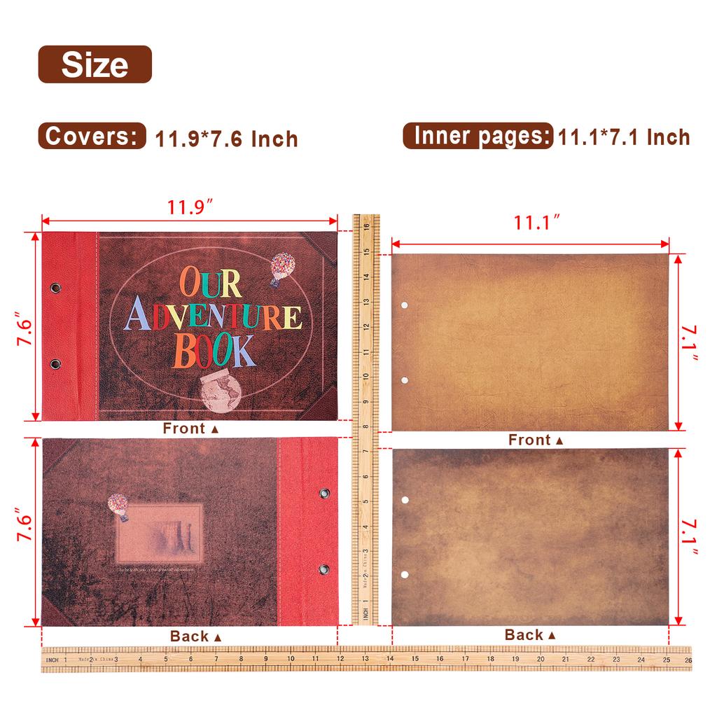 40 Seiten Unser Abenteuerbuch DIY Handgemachtes Fotoalbum Scrapbook Retro Kraft Album Jubiläum Hochzeit Gast Erinnerungsbuch Geschenk Deko