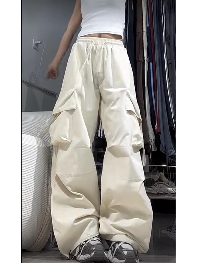 2025 Women's High-Waisted Retro Workwear Wide-Leg Pants - Loose, Floor-Length Design