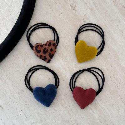 Velvet Heart-shaped Hair Ties, High School Girls' Elastic Rubber Band Hair Ties, Low Ponytail Bun Hair Ties